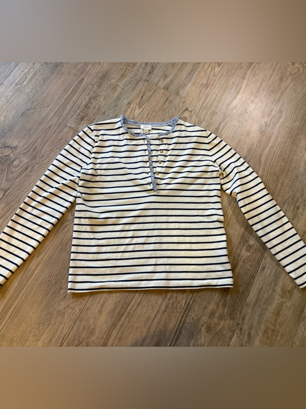J.Crew Navy & White Striped Henley Top
